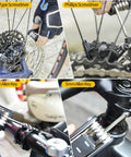 Tire Repair Tool Kit With 16-In-1 Multitool Levers Patches And Metal Polish used on bike components for repairs and adjustments