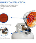 Infrared Propane Heater With Single Burner, 15,000 BTU, Heats Up To 950 Sq Ft, Portable Gas Space Heater for home or office