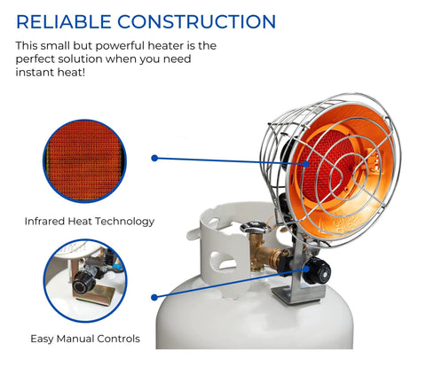 Infrared Propane Heater With Single Burner, 15,000 BTU, Heats Up To 950 Sq Ft, Portable Gas Space Heater for home or office