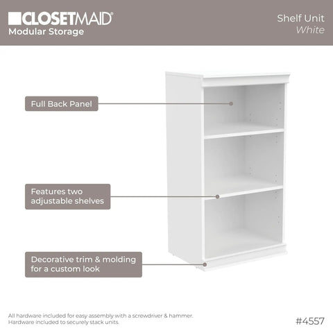 Versatile Modular Storage Shelf With Three Adjustable Shelves Stackable Closet Organizer Featuring Clean Trim Solid Backing Easy Peasy Setup For Ultimate Home Organization Game Changer