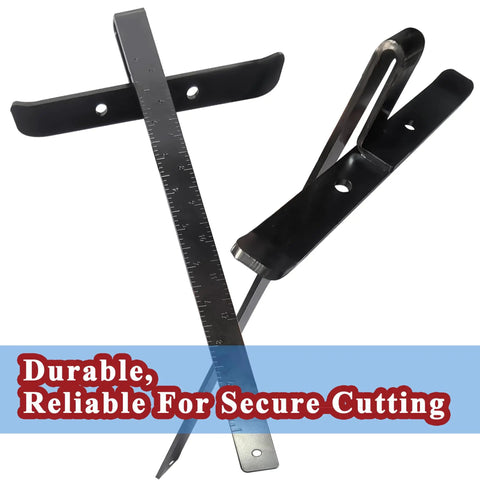 Solid Rip Fence Guide Kit That Upgrades DeWalt Circular Saws And Grips Firmly To Standard Guide Rails For Clean Straight Cuts No Sweat At Work Or Home Projects - view of dual steel fence guides with measuring marks.