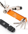 Portable Bicycle Repair Multi Tool With Chain Tool Torx Hex And Screwdriver For Road And Mountain Bikes Lightweight Compact On The Go Emergency Maintenance Kit In Bright Orange