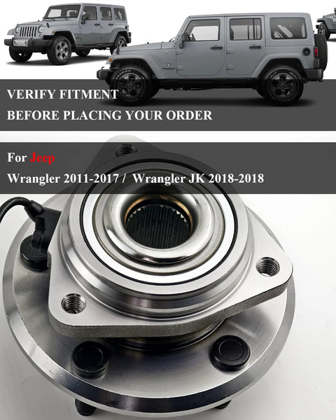 2 Pack Heavy Duty Front Wheel Bearing And Hub Assembly For Wrangler JK 2011 Through 2018 5 Lug With ABS
