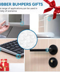 Image showcasing Rubber Bumpers gifts applied on a cabinet, keyboard, and door handle for various uses.