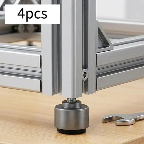 4 Pack Adjustable M8 Thread Foot Levelers For Furniture With Screw On Glide Feet Aluminum Alloy Construction Anti Scratch Floor Protectors