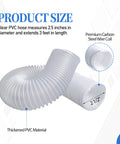 Two And A Half Inch By Three Foot Ultra Flex Puncture Resistant PVC Dust Collection Hose With Stainless Steel Clamps For Woodworking Shops Tough As Nails Ducting That Keeps Sawdust In Check with size details