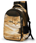 Green Eye Golden Cat Printed Unisex Backpack With Large Capacity, Durable Breathable Polyester, Smooth Zipper, Side View