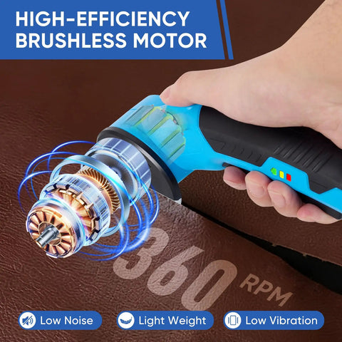Heavy Duty Cordless Electric Scissors With Led Light Upgraded Power 0.35 Inch Blade showing high-efficiency brushless motor details.