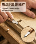 Straight Shooter High Carbon Steel Wood Marking Knife for Dead On Precision scoring dovetail guides in wood joinery.