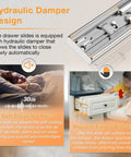 Hydraulic damper design of Built Tough Stainless Steel Soft Close Drawer Slides Full Extension Heavy Duty Cabinet Hardware for smooth operation.