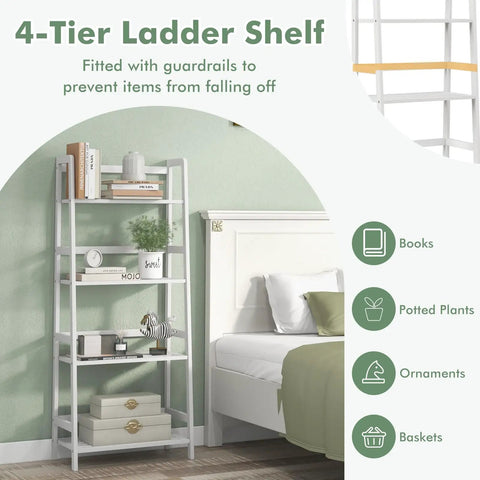 Top Notch Four Tier Bamboo Ladder Shelf Game Changer Plant Stand And Bulk Storage Rack No Sweat Freestanding Organizer For Versatile Indoor Living Room Home Office Spaces