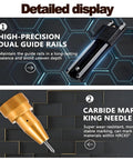 High-precision dual guide rails and carbide marking needle for Portable Air Powered Engraver with Rock Solid Pneumatic Dot Peen Head.