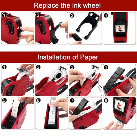 Step-by-step guide for using Eight Digit Price Tag Gun Kit With Five Thousand Labels And Three Ink Refills For Office Retail Shop And Grocery Store Pricing Label Maker Includes 30 Roll Label Paper