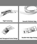 Worm gear hose clamp, 304 stainless steel, adjustable pipe clamp with slotted hex screw, front view