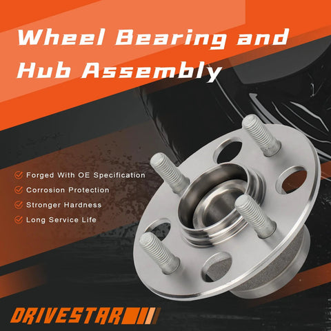 Rear Wheel Hub And Bearing Set For Honda Civic 2001 To 2005 DX GX HX LX 4 Lug Without Abs Left And Right Pair Replacement