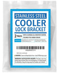 Heavy Duty Stainless Steel Ice Chest Bracket For Truck Bed Floor Mount Compatible With Yeti Rtic Padlock Slot Pack Of 2 in packaging.