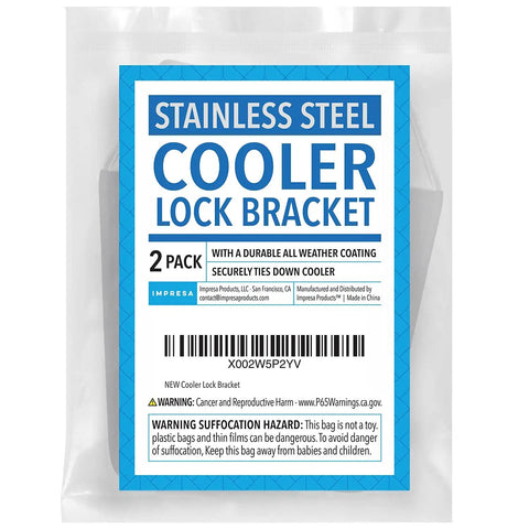 Heavy Duty Stainless Steel Ice Chest Bracket For Truck Bed Floor Mount Compatible With Yeti Rtic Padlock Slot Pack Of 2 in packaging.