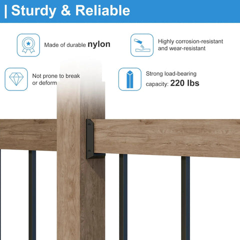 Heavy Duty Deck Railing Bracket Connectors For 2x4 Wood Posts 40 Piece Set With Wood Screws Durable Plastic PP Construction