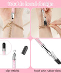 2 In 1 Stainless Steel Bracelet Helper Tool for easy slip on wear and clasp fastening with pink rhinestone handle