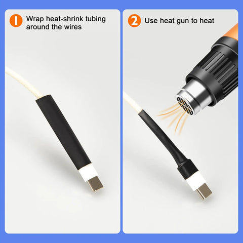 Pro Grade 650 Piece Heat Shrink Tubing Kit With Portable Case For Wire Insulation And Cable Protection, heat gun applying shrink tubing