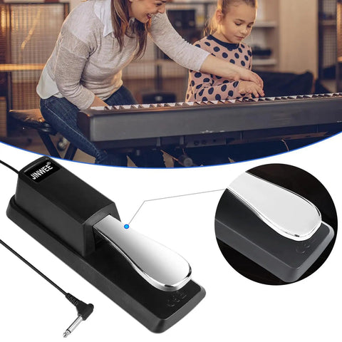 Sustain Pedal For Digital Pianos And Keyboards With Polarity Switch, Built To Last ABS Housing And Chrome Pedals, Black