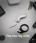 Spud Small Neck Knife With Detachable Lanyard Clip And Pocket Clip, 2.34 Inch AR-RPM9 Steel Blade, Aluminum Handle, raw silver.