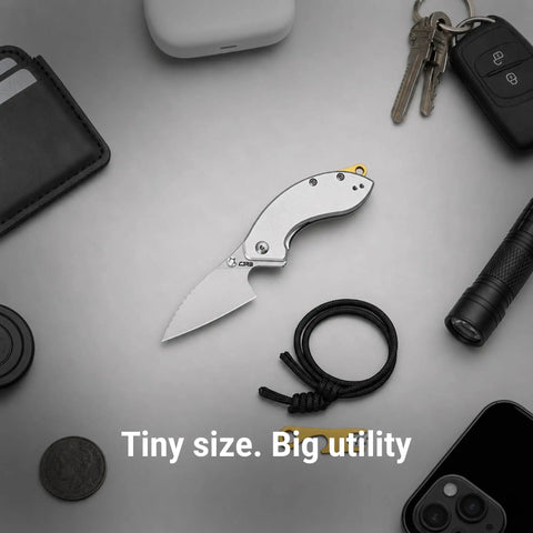 Spud Small Neck Knife With Detachable Lanyard Clip And Pocket Clip, 2.34 Inch AR-RPM9 Steel Blade, Aluminum Handle, raw silver.
