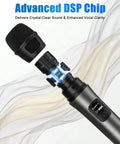 Close-up of Ultra Long Range Wireless Microphone System With 262Ft Stable Transmission and Advanced DSP Chip technology