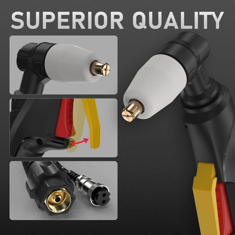 Close-up of PT31 Plasma Cutter Torch 13ft High Frequency Plug And Play Torch for CUT-50DS with 4 meter cable and M16x1.5 interface