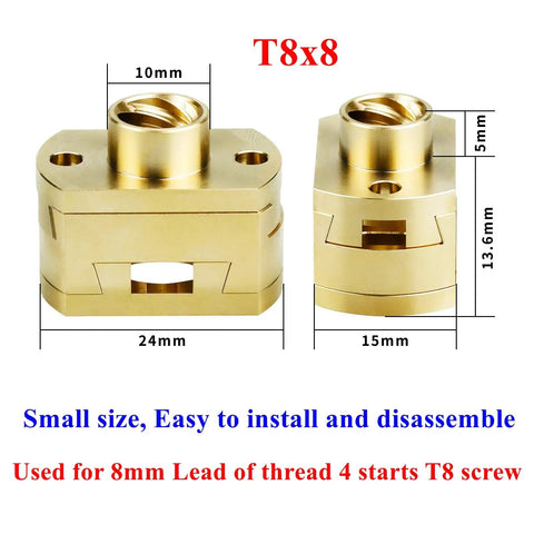 2 Pack 2 In 1 Lead Screw Nut With Oldham Coupling Upgrade Kit for 8mm Z Axis 3D Printer Brass Oldham Coupling dimensions