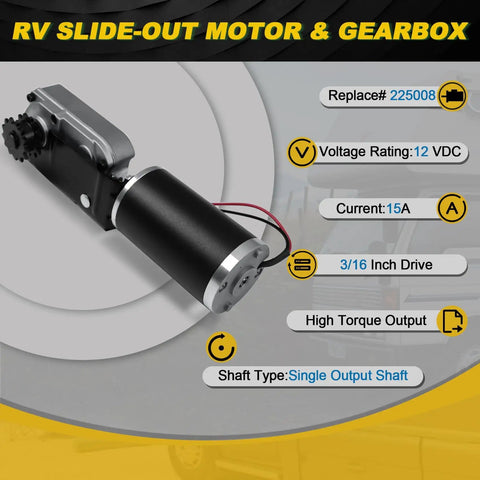 Slide Out Motor And Gearbox Direct Fit Replacement For Accu Slide Cable System With 12V High Torque Motor And R25075 R25076 Gear Box For Travel Trailer Camper OEM Standard