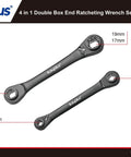 4 In 1 Double Head Reversible Ratcheting Wrench Set 2 Piece Metric 6 Point 120 Tooth Box End Wrench Gear Set 8mm To 19mm