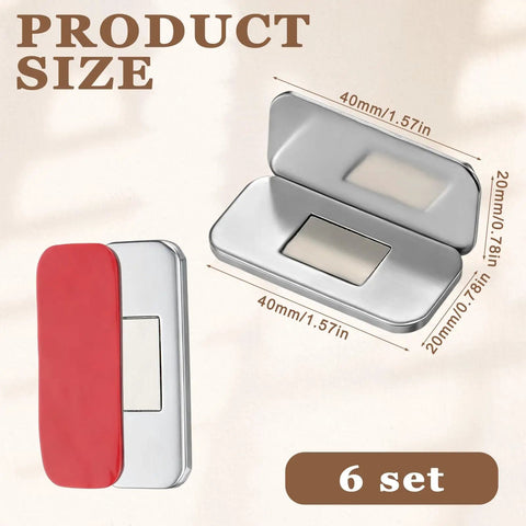 Six Pack Ultra Thin Cabinet Magnetic Catch Set In Stainless Steel dimensions and design details shown