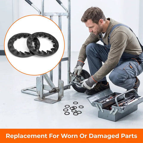 10 Pack Push-On Dolly Wheel Lock Washers for Five-Eighths Inch Dollies Axles, spring steel installation on handcart