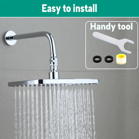 Beefy Heavy Duty Shower Head Swivel Ball Adapter With Solid Brass Construction, Chrome Polished Finish, Adjustable Shower Arm Connector installed on shower arm
