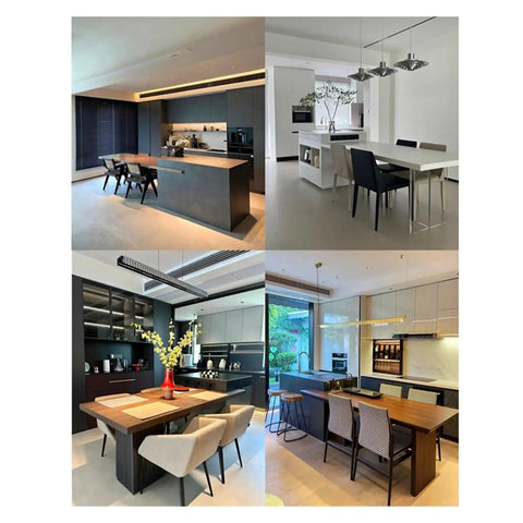 Modern kitchen layout showcasing glides like butter with knockout quick release latches for zero hassle cabinetry setup.
