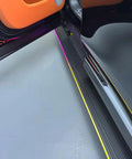 Plug And Play Deployable Running Boards For Tesla Cybertruck showcasing custom LED strip lights and sleek design.