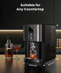 Countertop Nugget Ice Maker With Dispenser For Home Kitchen Bar Office Delivers 44 lbs per day of chewable nugget ice, black on counter.