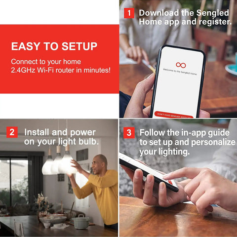Instructions for setting up Smart BR30 LED Flood Light Bulbs with WiFi on Sengled app