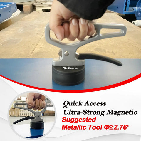 Strong Magnetic Pickup Tool With Release in use, ergonomic non-slip handle, lifting metal debris, sturdy tool steel base