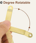 Heavy Duty Folding Lid Support Hinges 2 Piece Set, 180 Degree Easy Swing Iron Stays With Slick Gold Tone Finish in hand.