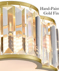 Glow Up Your Space With A Luxe Crystal Flush Mount Ceiling Light In Gold Finish, close-up of flower drum crystals detail