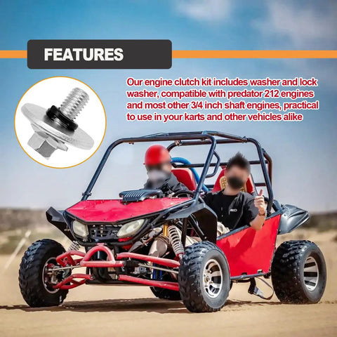 Image of Badass Three Quarter Inch Go Kart Clutch Bolt Kit Featuring Slick Lock Washers for 10 And 12 Teeth Minibike Engine Build with vehicles.