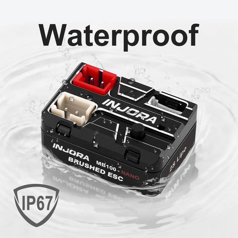 MB100 Nano Brushed ESC 15A For SCX24 SCX30 RC Crawlers, 1/24 1/30 1/32 Scale, IP67 Waterproof, Linear Throttle With Drag Brake Adjustable Via AUX, No App Support, Not For 370 Motors, black compact controller