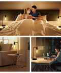 Industrial Table Lamps Set Of 2 With USB Ports And AC Outlet Fully Dimmable Bedside Lamps With Glass Shade in bedroom and office.