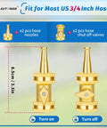 Heavy Duty Brass Hose Nozzle Set With Shutoff Valves And Jet Nozzles, High Pressure Water Sprayer For Garden And Car Wash