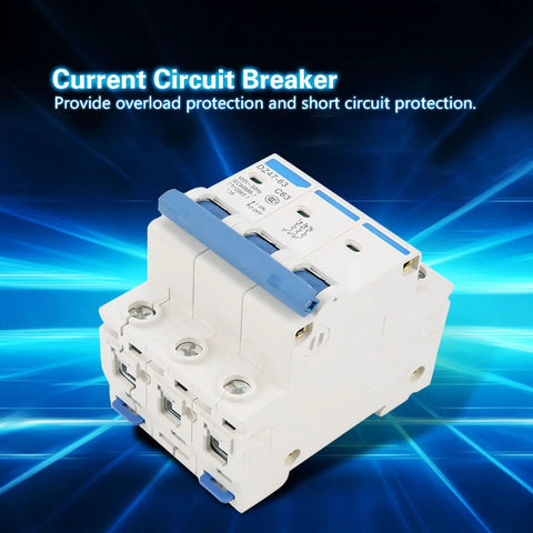 Three Pole 63 Amp Miniature Circuit Breaker For 220 To 380V AC 4500A Breaking Capacity Built Tough DIN Rail Mounted RCCB DZ47 63 Model ID