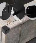 16 Pack Real Deal Metal Corner Protectors For Cabinets And Boxes Chrome Plated Heavy Duty Edge Guards, close up on black protectors mounted on suitcase.