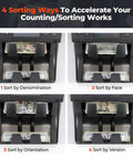 Two Pocket Money Counter Machine That Sorts Mixed Denominations With Built In Printer featuring sorting options