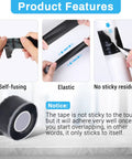 Black Self Fusing Silicone Tape 2 Pack 1 Inch by 11.8 Feet For Quick Pipe And Hose Repairs, No Hassle Waterproof Leak Stop displayed